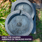 PROTEGE Solar Fountain Water Feature Outdoor 4 Bowl with LED Lights - Charcoal - Home & Garden > Fountains