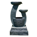 PROTEGE Solar Fountain Water Feature Outdoor Bird Bath with LED Lights - Charcoal - Home & Garden > Fountains