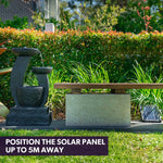 PROTEGE Solar Fountain Water Feature Outdoor Bird Bath with LED Lights - Charcoal - Home & Garden > Fountains