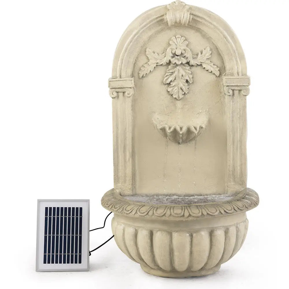 PROTEGE Solar Fountain Water Feature Pump Outdoor Wall Mount Classic with LED Lights - Home & Garden > Fountains