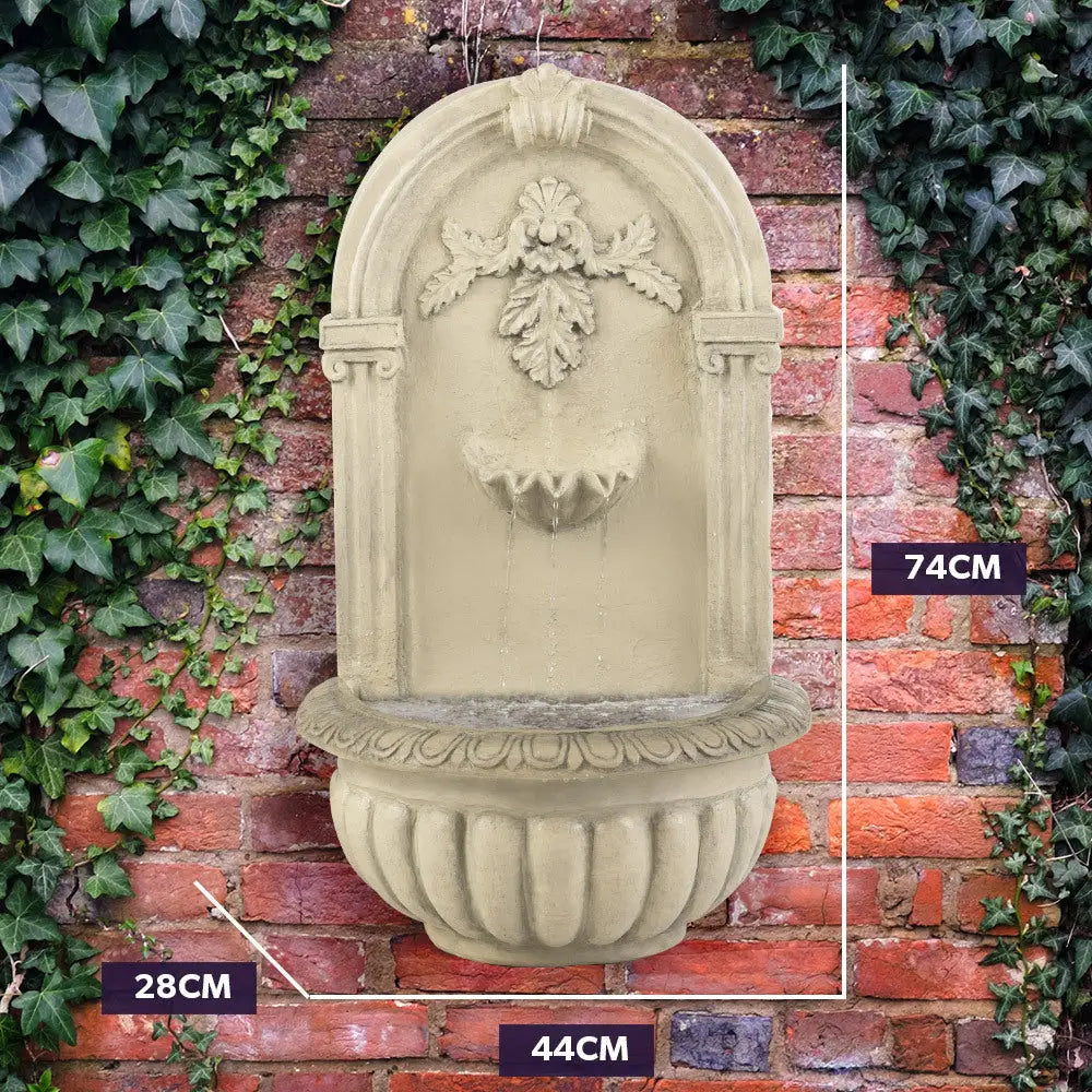 PROTEGE Solar Fountain Water Feature Pump Outdoor Wall Mount Classic with LED Lights - Home & Garden > Fountains