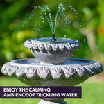 PROTEGE Solar Powered Water Feature Fountain Bird Bath with Lighting Light Grey - Home & Garden > Fountains