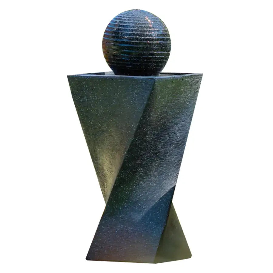 PROTEGE Solar Water Fountain Pump Twisted Design Outdoor with LED Lights - Black - Home & Garden > Fountains