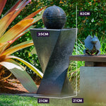 PROTEGE Solar Water Fountain Pump Twisted Design Outdoor with LED Lights - Black - Home & Garden > Fountains