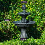 PROTEGE Water Fountain Solar Powered 3 Tiered Battery Outdoor Bird Bath with LED Lights - Home & Garden > Fountains