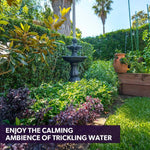 PROTEGE Water Fountain Solar Powered 3 Tiered Battery Outdoor Bird Bath with LED Lights - Home & Garden > Fountains