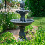 PROTEGE Water Fountain Solar Powered 3 Tiered Battery Outdoor Bird Bath with LED Lights - Home & Garden > Fountains
