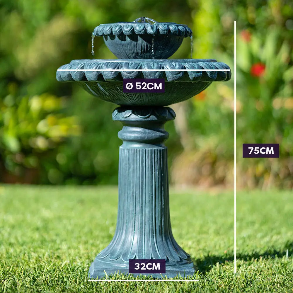 PROTEGE Water Fountain Solar Powered Battery Outdoor Bird Bath with LED Lights - Home & Garden > Fountains