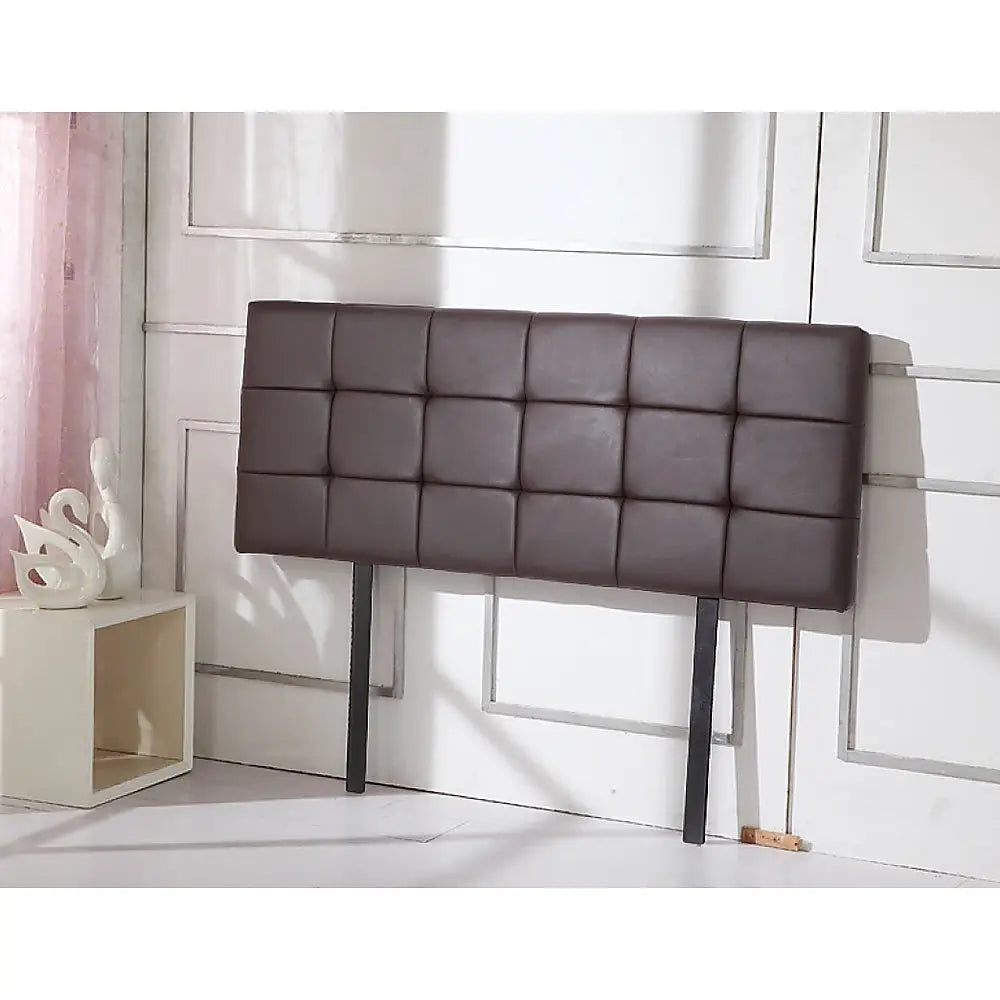 PU Leather Double Bed Deluxe Headboard Bedhead - Brown - Furniture > Bedroom