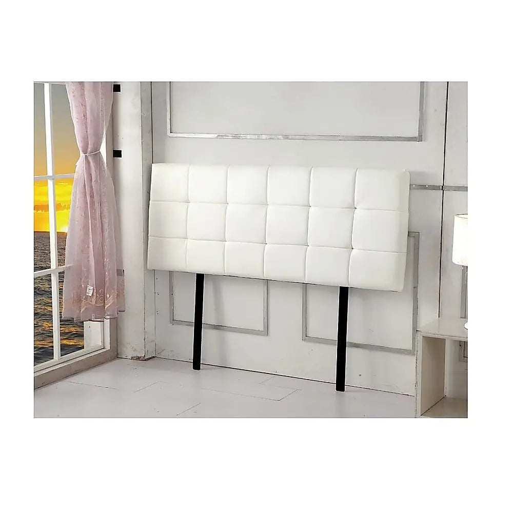 PU Leather Double Bed Deluxe Headboard Bedhead - White - Furniture > Bedroom
