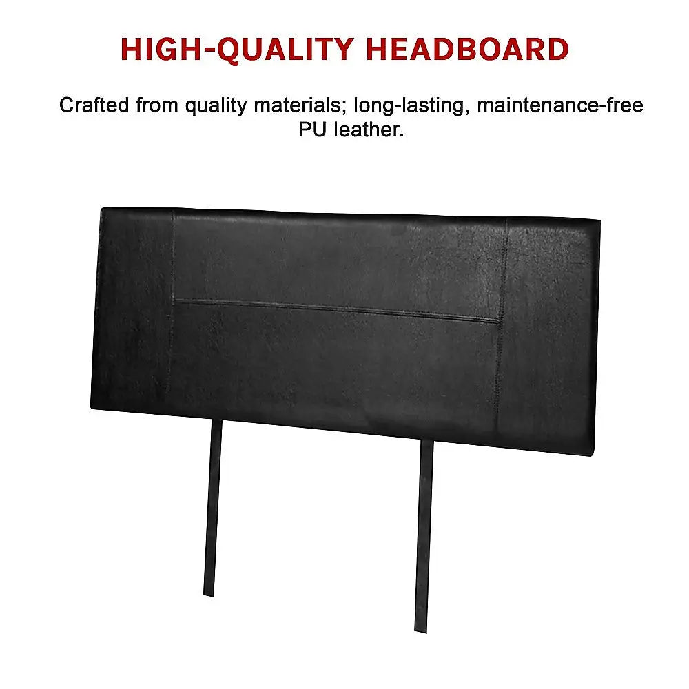 PU Leather Double Bed Headboard Bedhead - Black - Furniture > Bedroom