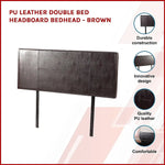 PU Leather Double Bed Headboard Bedhead - Brown - Furniture > Bedroom
