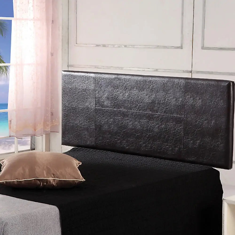 PU Leather Double Bed Headboard Bedhead - Brown - Furniture > Bedroom