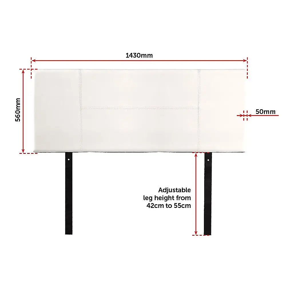 PU Leather Double Bed Headboard Bedhead - White - Furniture > Bedroom