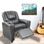 PU Leather Kids Recliner with Drink Holder - Furniture > Office