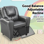 PU Leather Kids Recliner with Drink Holder - Furniture > Office