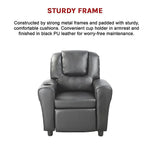 PU Leather Kids Recliner with Drink Holder - Furniture > Office