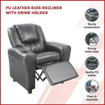 PU Leather Kids Recliner with Drink Holder - Furniture > Office