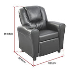 PU Leather Kids Recliner with Drink Holder - Furniture > Office
