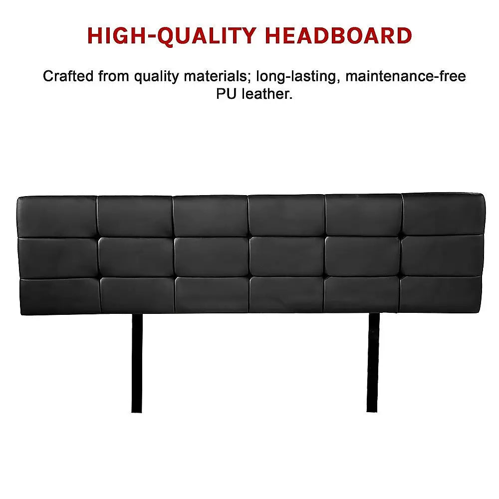 PU Leather King Bed Deluxe Headboard Bedhead - Black - Furniture > Bedroom