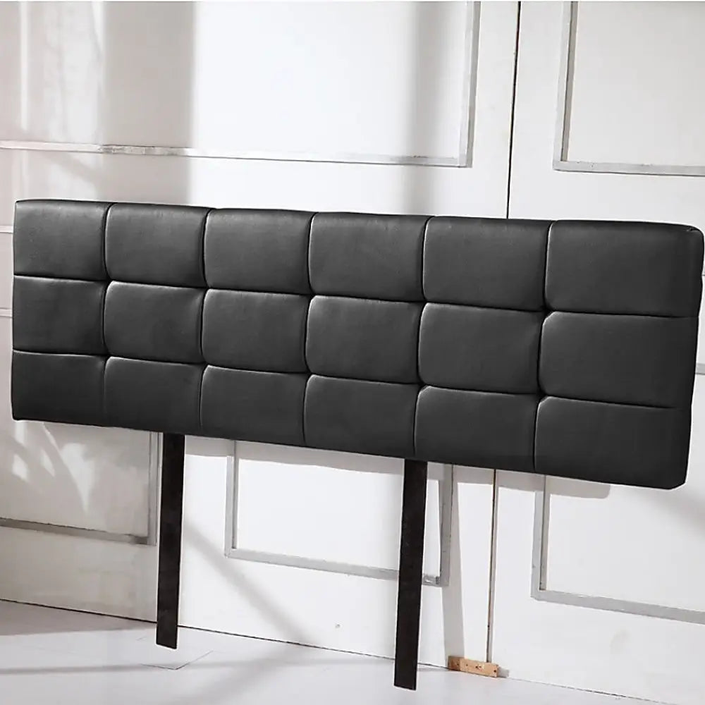 PU Leather King Bed Deluxe Headboard Bedhead - Black - Furniture > Bedroom