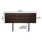 PU Leather King Bed Deluxe Headboard Bedhead - Brown - Furniture > Bedroom