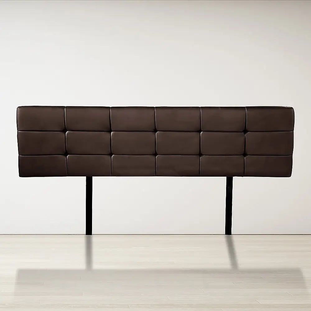 PU Leather King Bed Deluxe Headboard Bedhead - Brown - Furniture > Bedroom
