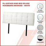 PU Leather King Bed Deluxe Headboard Bedhead - White - Furniture > Bedroom