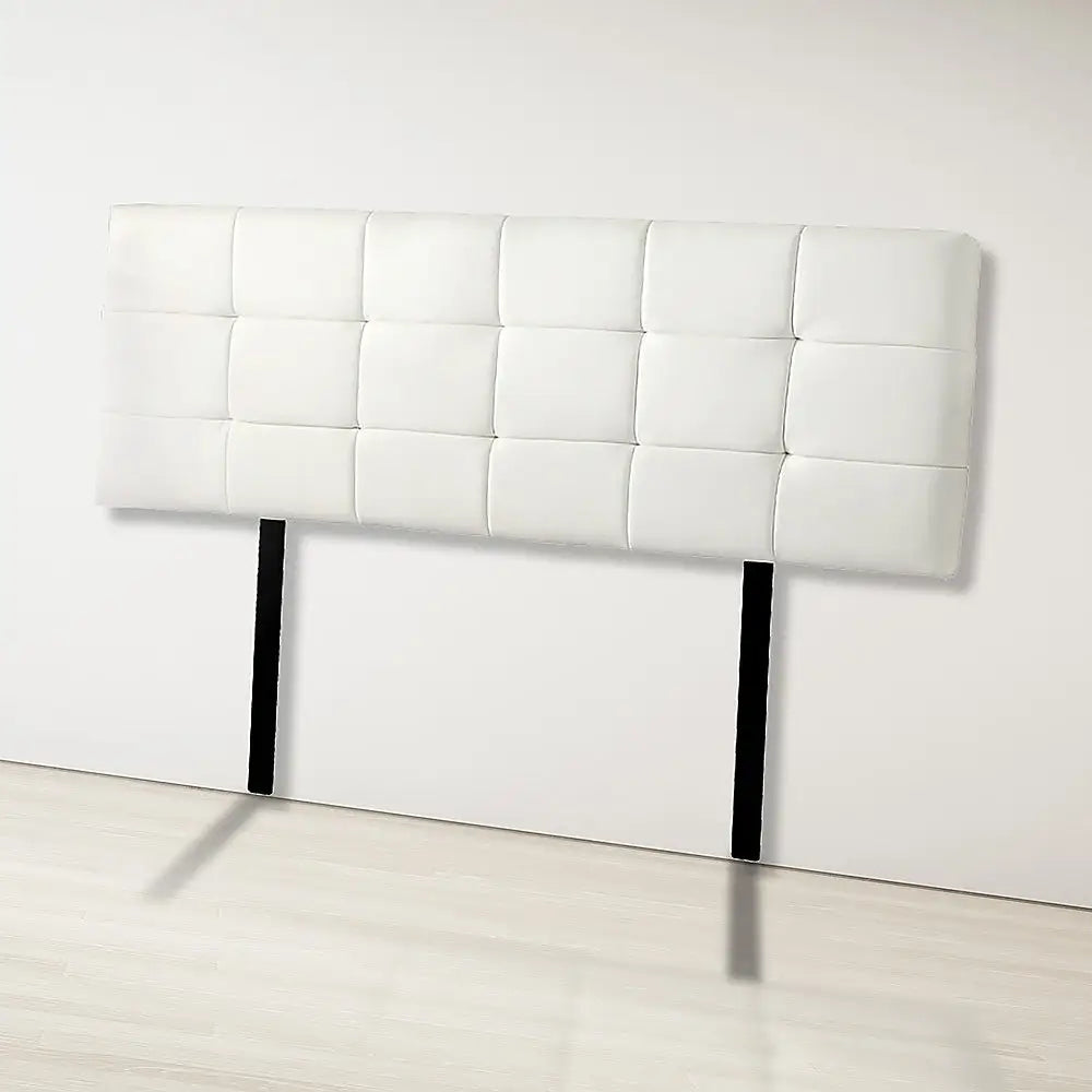 PU Leather King Bed Deluxe Headboard Bedhead - White - Furniture > Bedroom
