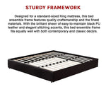 PU Leather King Bed Ensemble Frame Black - Furniture > Bedroom > Beds & Bed Frames