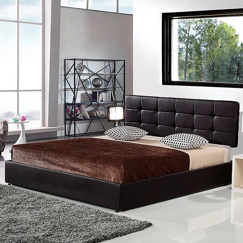 PU Leather King Bed Ensemble Frame Black - Furniture > Bedroom > Beds & Bed Frames