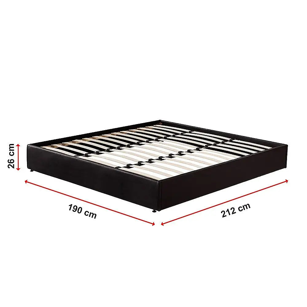 PU Leather King Bed Ensemble Frame Black - Furniture > Bedroom > Beds & Bed Frames