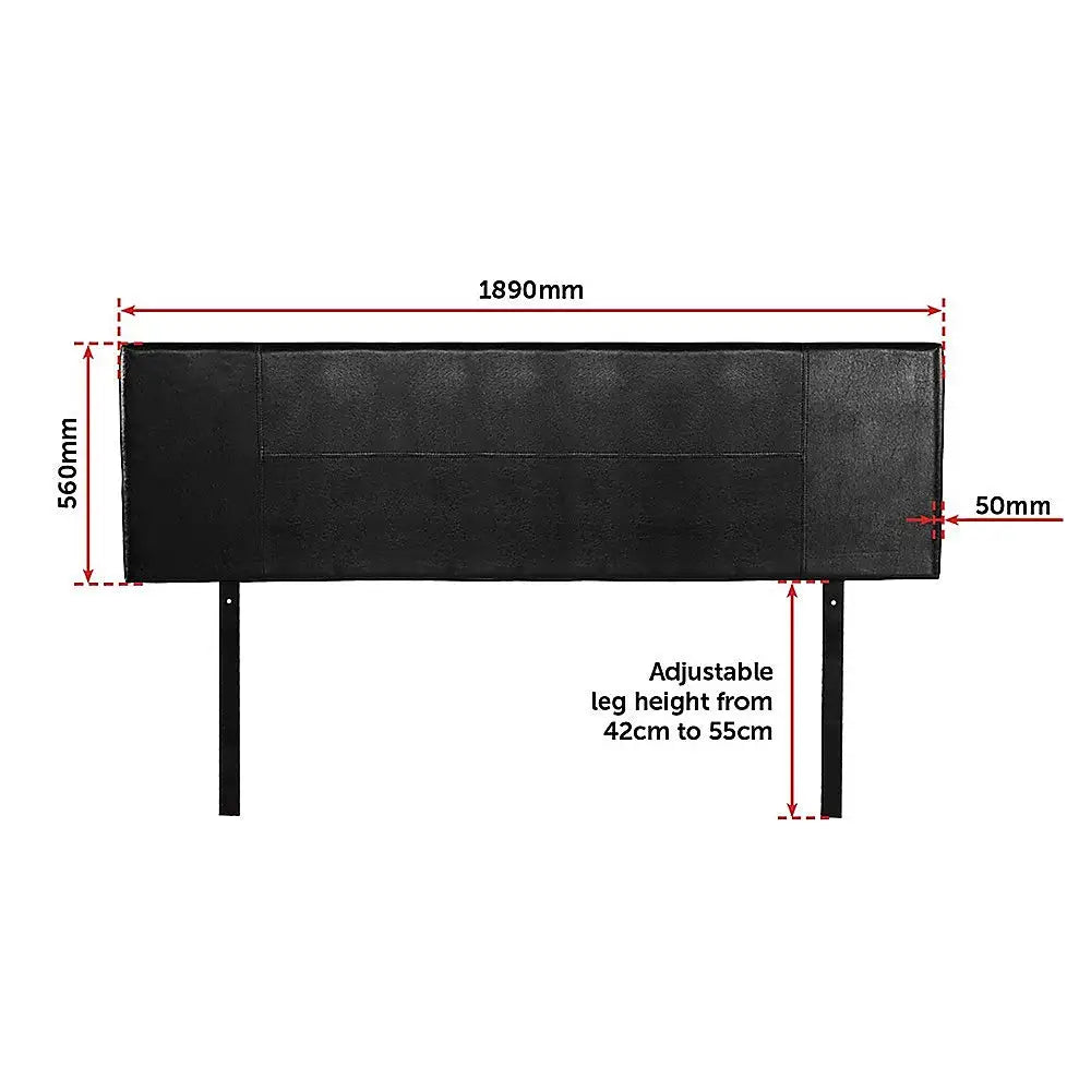 PU Leather King Bed Headboard Bedhead - Black - Furniture > Bedroom