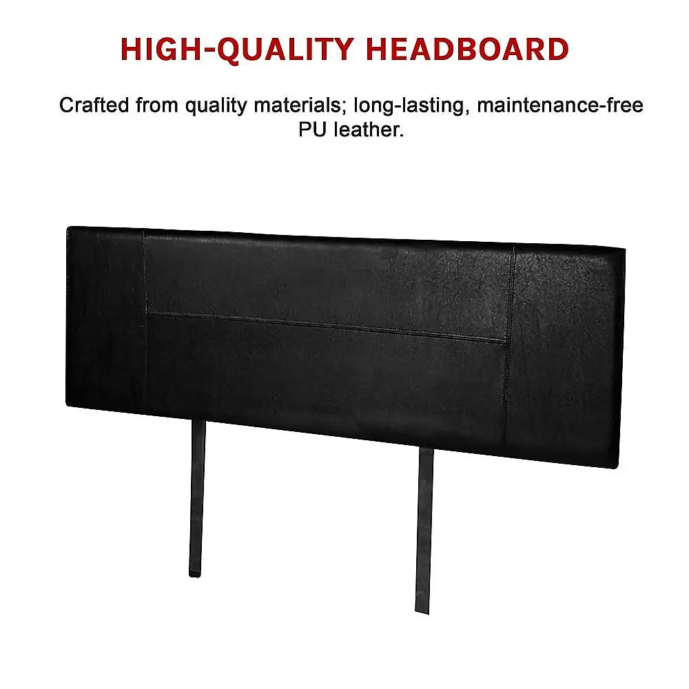PU Leather King Bed Headboard Bedhead - Black - Furniture > Bedroom