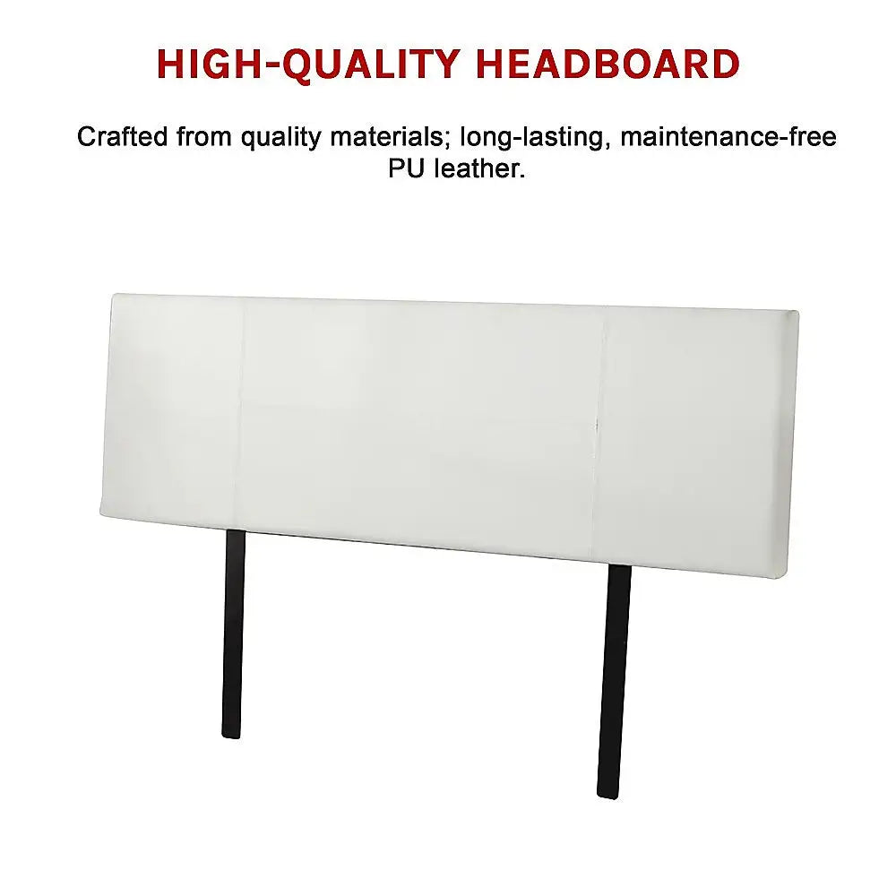 PU Leather King Bed Headboard Bedhead - White - Furniture > Bedroom