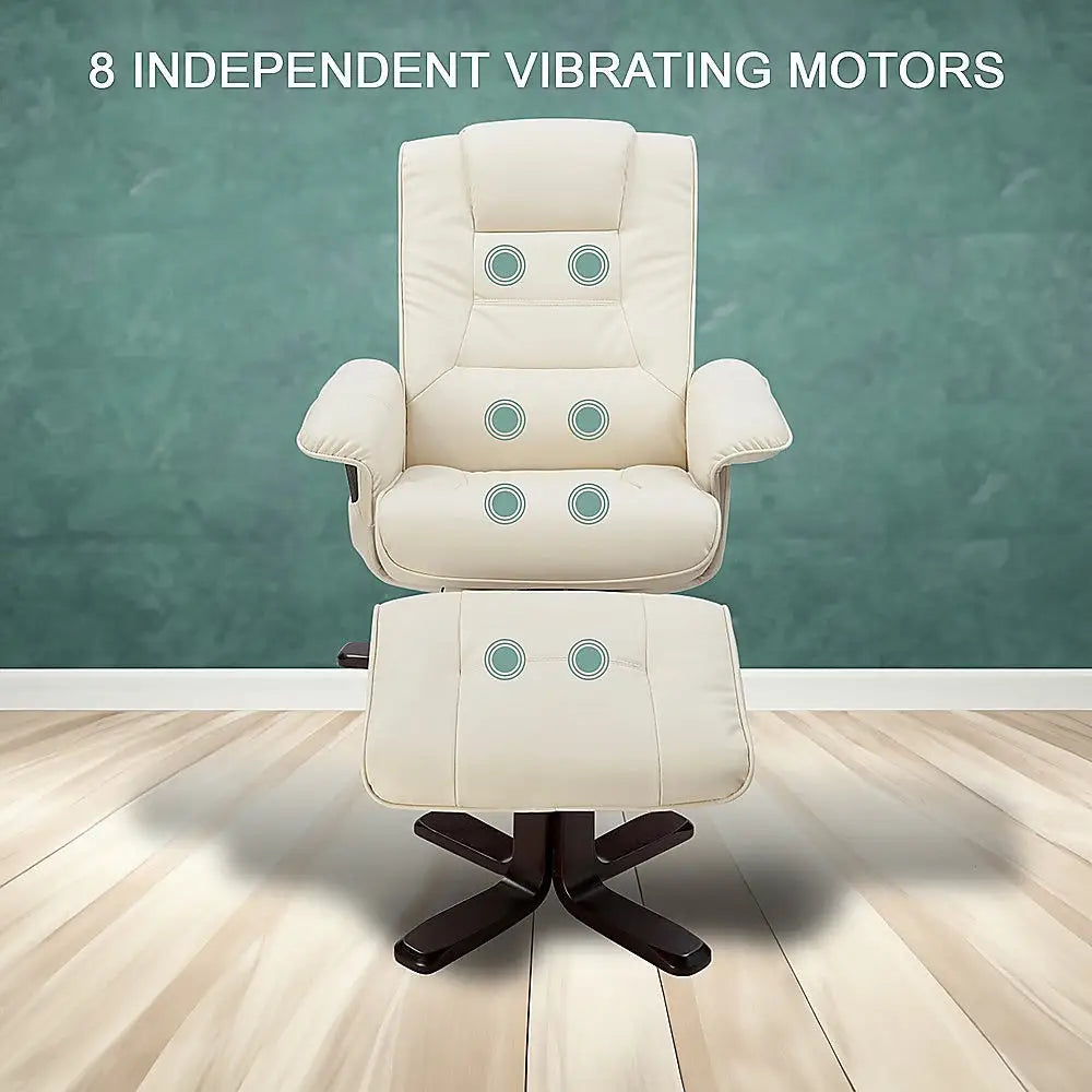 PU Leather Massage Chair Recliner Ottoman Lounge Remote - Furniture > Bar Stools & Chairs