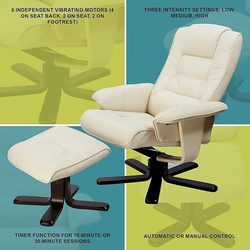 PU Leather Massage Chair Recliner Ottoman Lounge Remote - Furniture > Bar Stools & Chairs