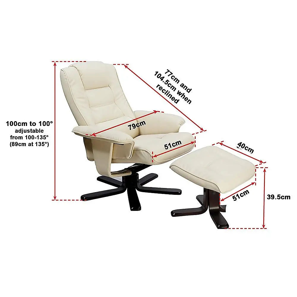 PU Leather Massage Chair Recliner Ottoman Lounge Remote - Furniture > Bar Stools & Chairs