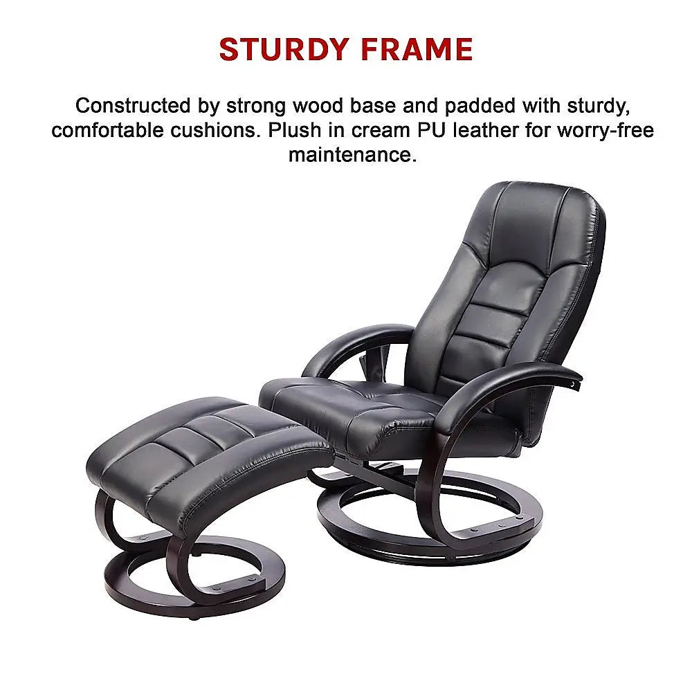 PU Leather Massage Chair Recliner Ottoman Lounge Remote - Furniture > Bar Stools & Chairs