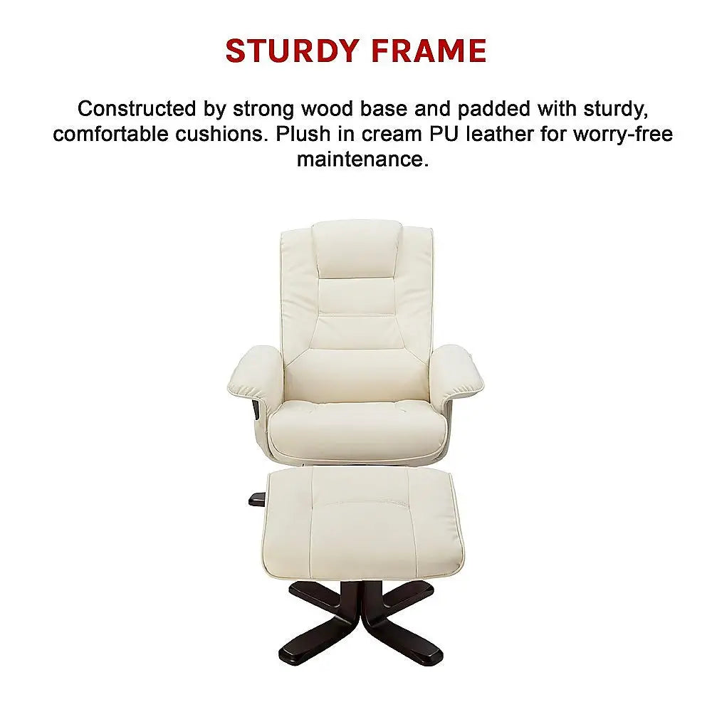 PU Leather Massage Chair Recliner Ottoman Lounge Remote - Furniture > Bar Stools & Chairs