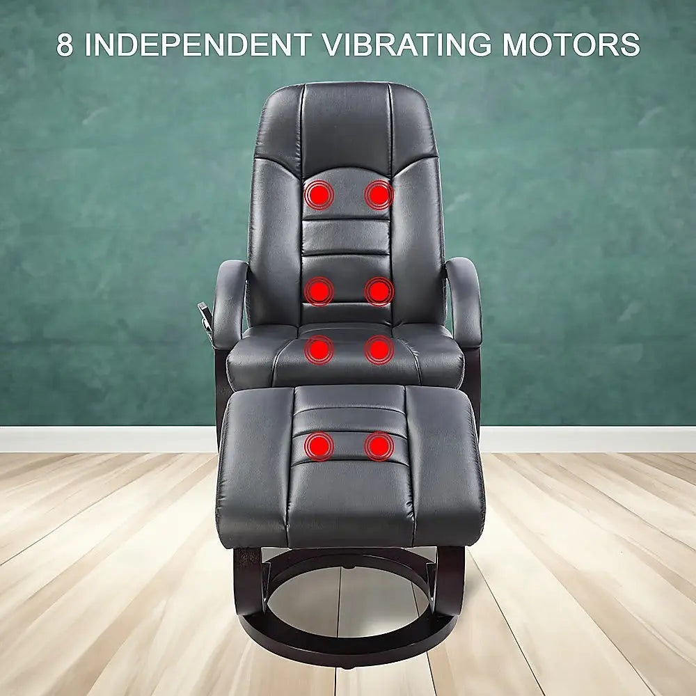 PU Leather Massage Chair Recliner Ottoman Lounge Remote - Furniture > Bar Stools & Chairs