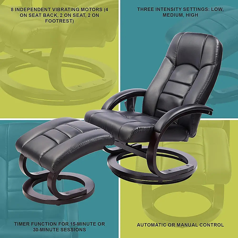 PU Leather Massage Chair Recliner Ottoman Lounge Remote - Furniture > Bar Stools & Chairs