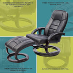 PU Leather Massage Chair Recliner Ottoman Lounge Remote - Furniture > Bar Stools & Chairs