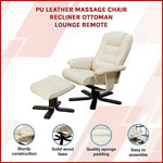 PU Leather Massage Chair Recliner Ottoman Lounge Remote - Furniture > Bar Stools & Chairs