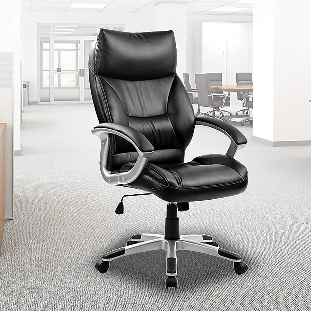 PU Leather Office Chair Executive Padded Black - Furniture > Office
