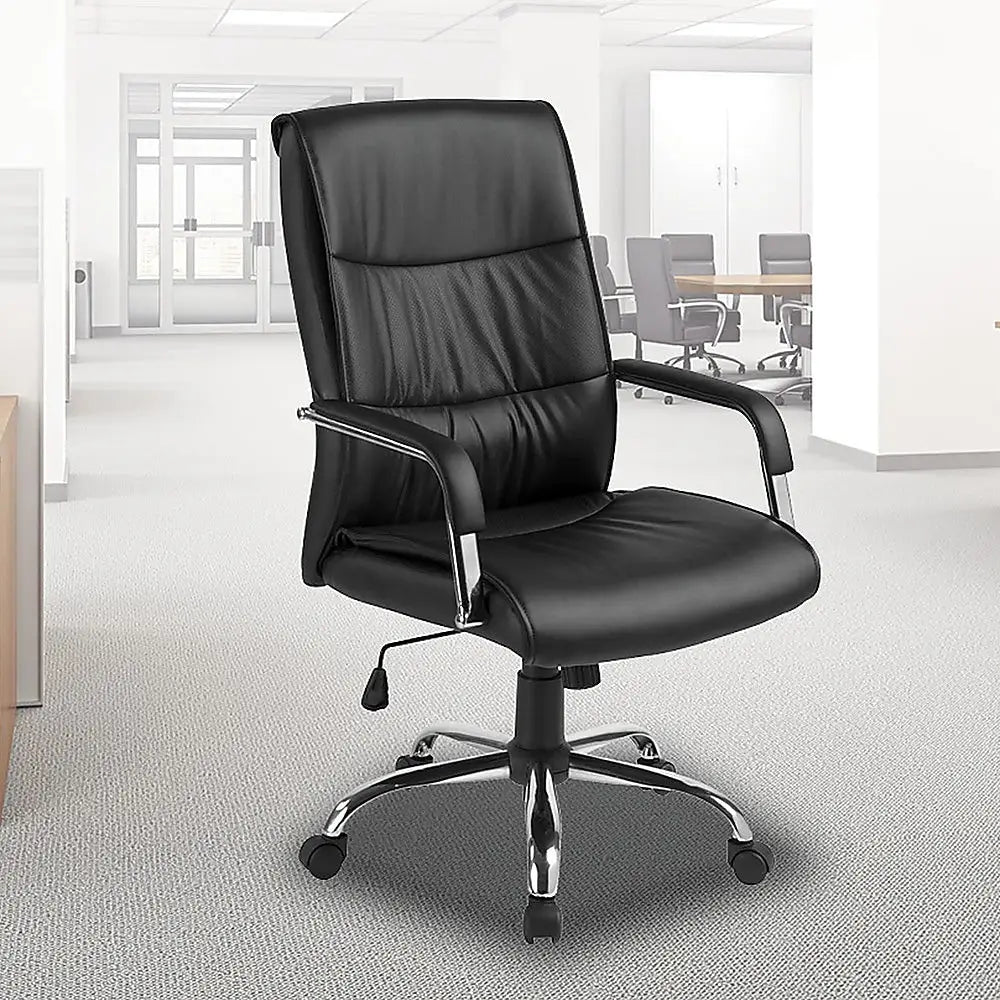 PU Leather Office Chair Executive Padded Black - Furniture > Office