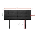 PU Leather Queen Bed Deluxe Headboard Bedhead - Black - Furniture > Bedroom