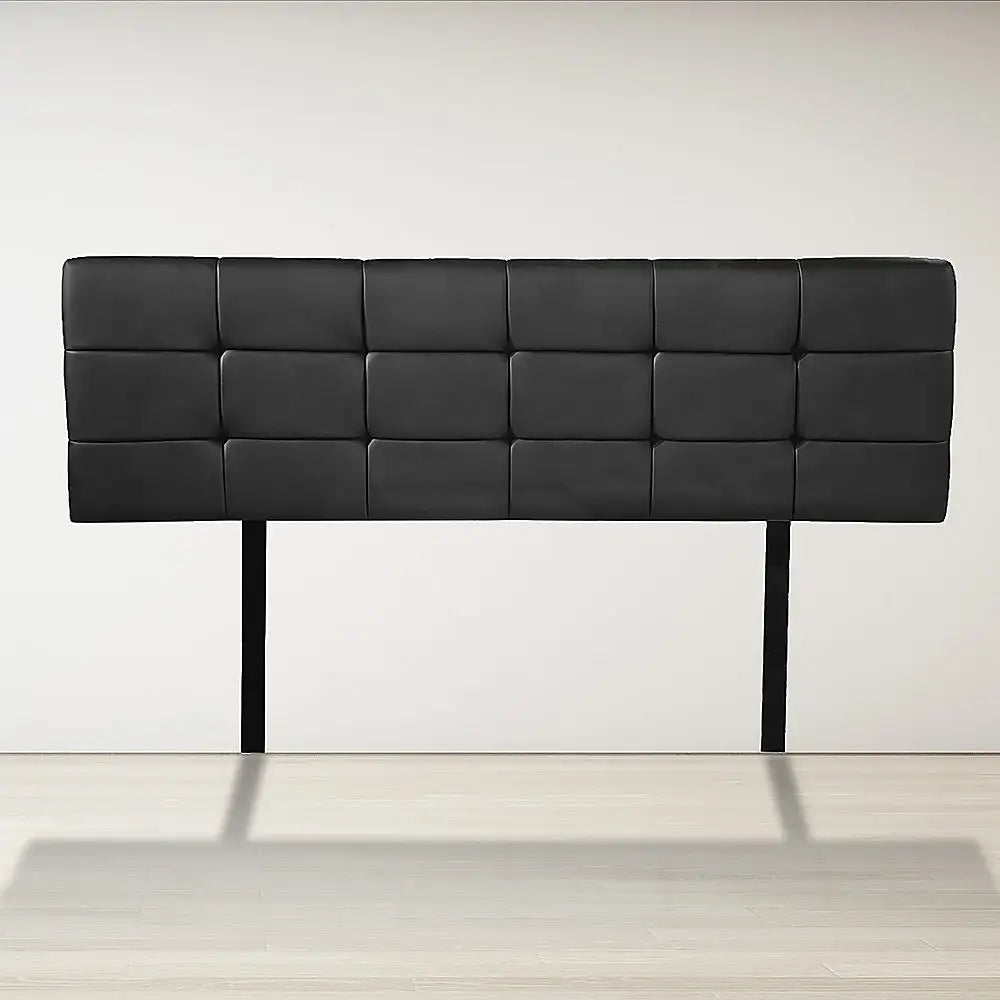 PU Leather Queen Bed Deluxe Headboard Bedhead - Black - Furniture > Bedroom
