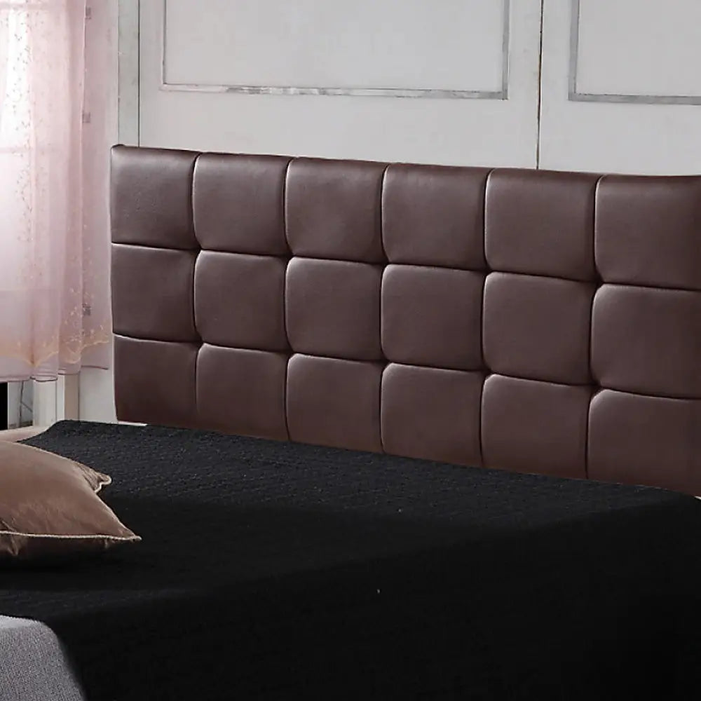 PU Leather Queen Bed Deluxe Headboard Bedhead - Brown - Furniture > Bedroom