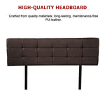 PU Leather Queen Bed Deluxe Headboard Bedhead - Brown - Furniture > Bedroom
